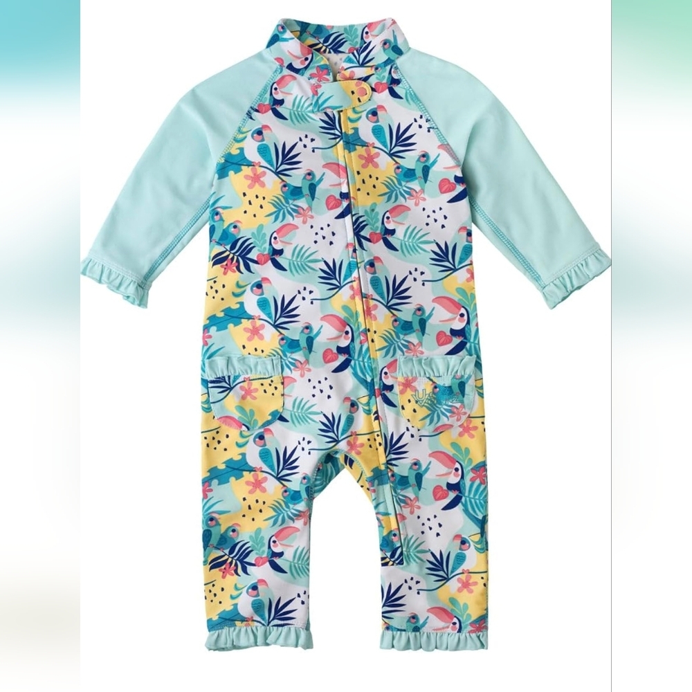 Baby Girls’ Sun and Swimsuit with UPF 50+ Sun Protection